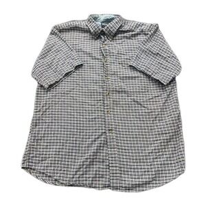 Brittania Button Down Shirt Mens Large L Blue Plaid Short Sleeve Cotton Levi's